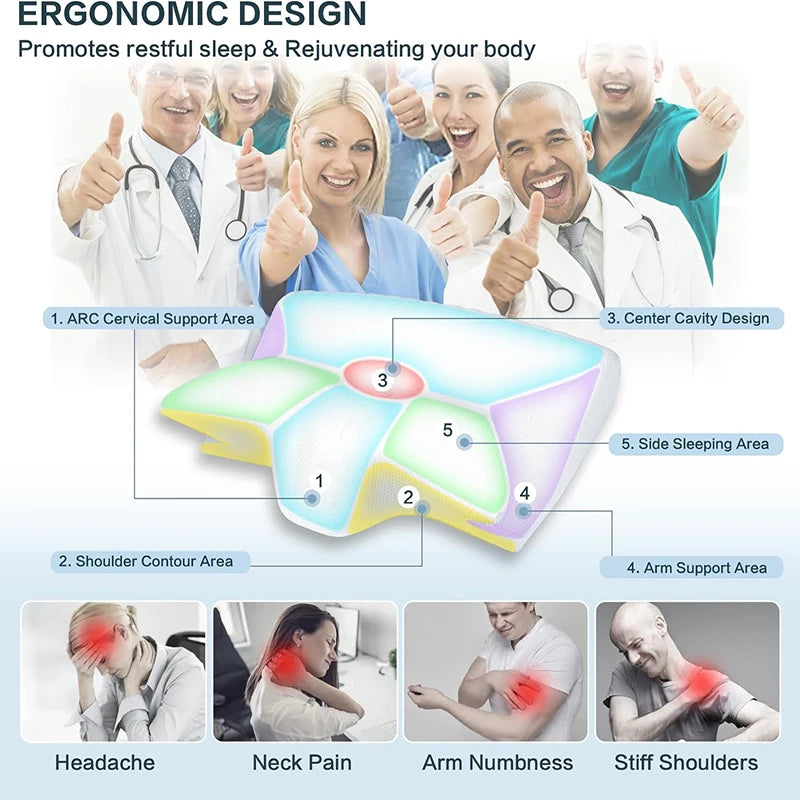 2 in 1 Ergonomic Orthopaedic Memory Foam Pillow for Neck, Back Pain