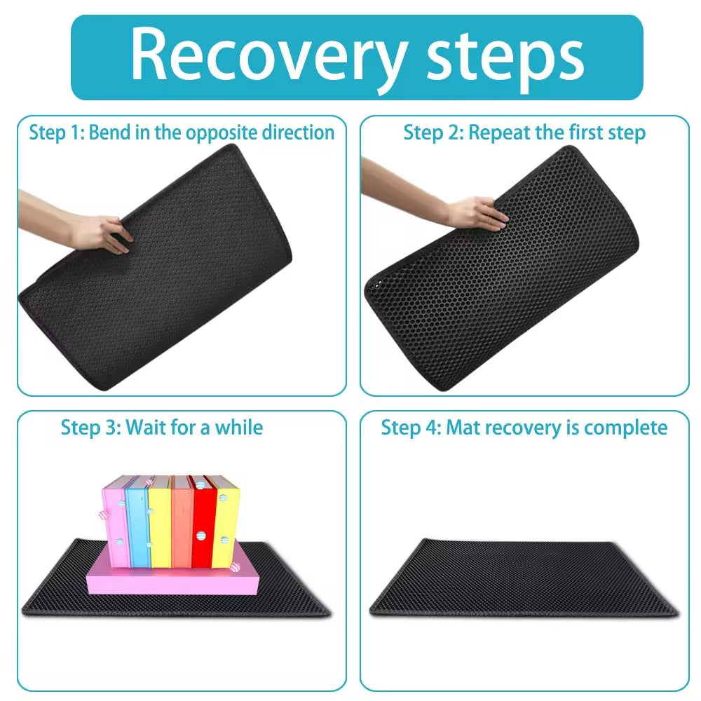 Cat Litter Mat with Gift Double Layer Waterproof Pet Litter Box Mat