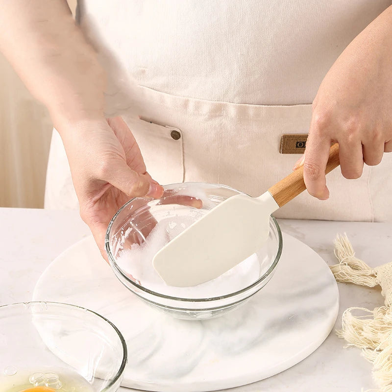 Set of 2x White Silicone Non-Stick Spatula For Baking